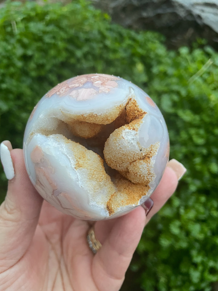 Pink Agate and Chalcedony Sphere