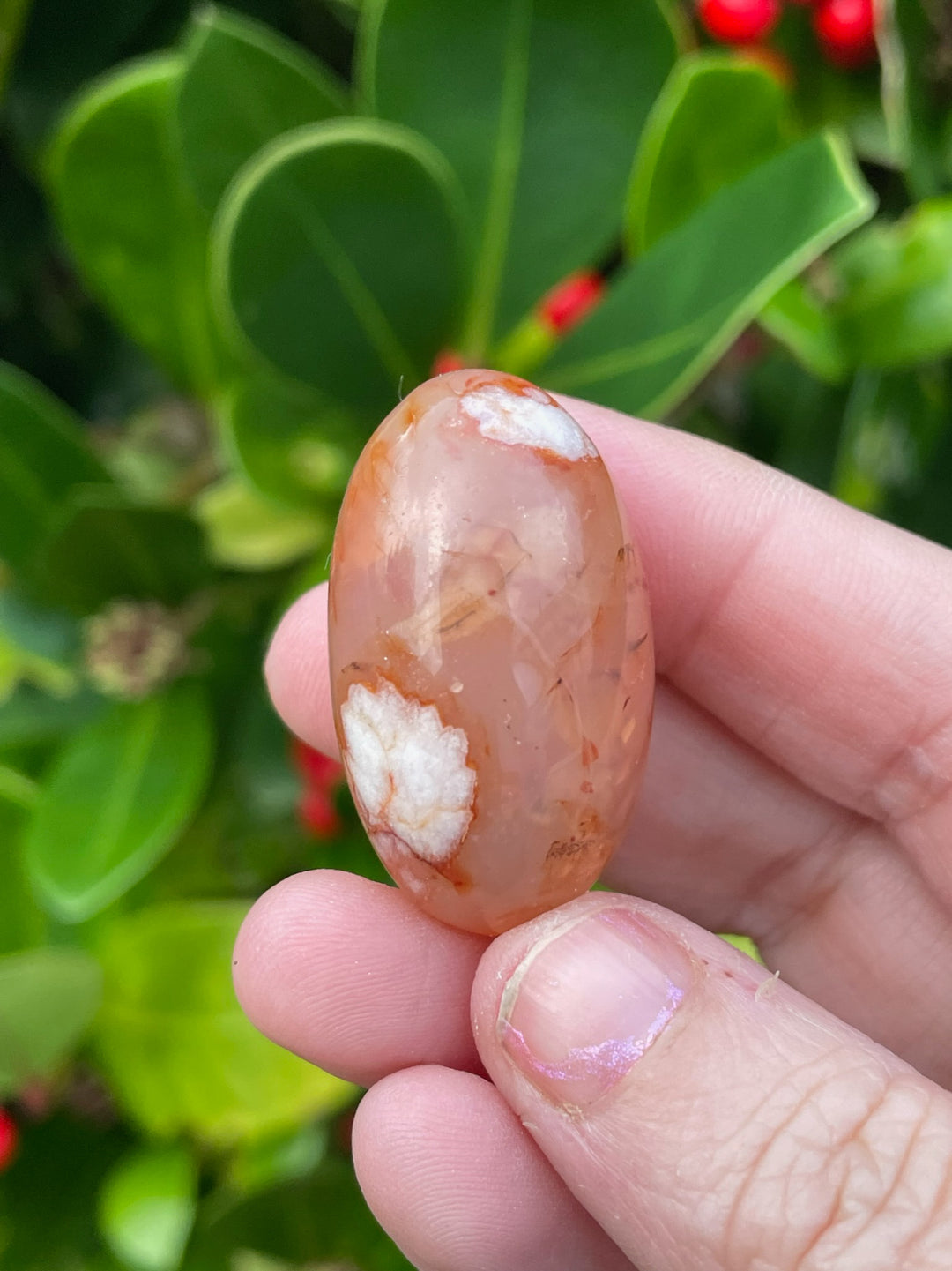 Carnelian Flower Agate Shiva Lingham