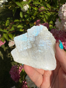 Blue Flash Moonstone Slice Carving