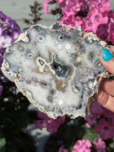 Unusual Merlinite Dendritic Opal Slice Carving