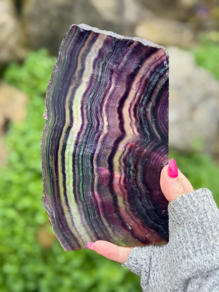 Large Rainbow Fluorite Slice