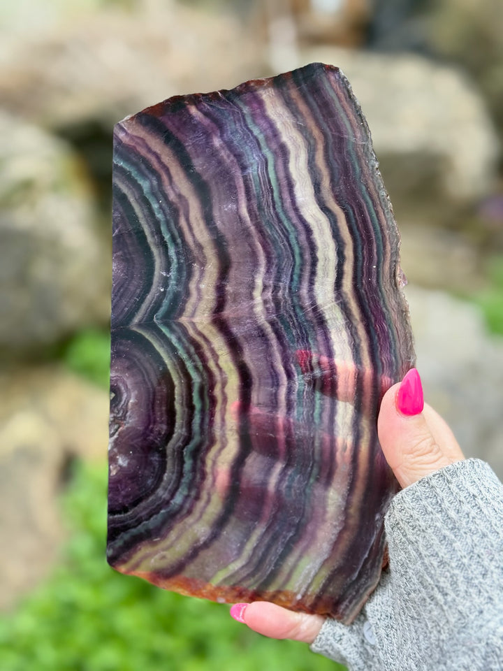 Large Rainbow Fluorite Slice