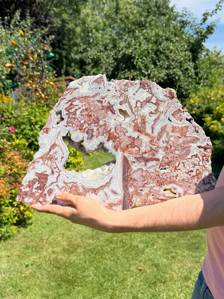 Statement Crazy Lace Agate Slice and Stand from Mexico