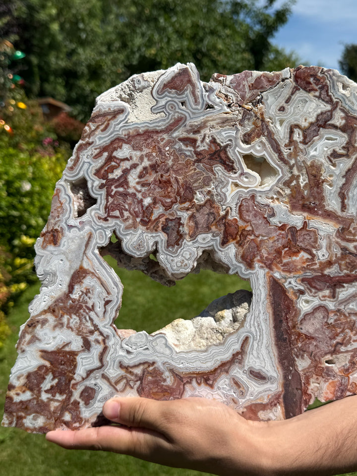 Statement Crazy Lace Agate Slice and Stand from Mexico