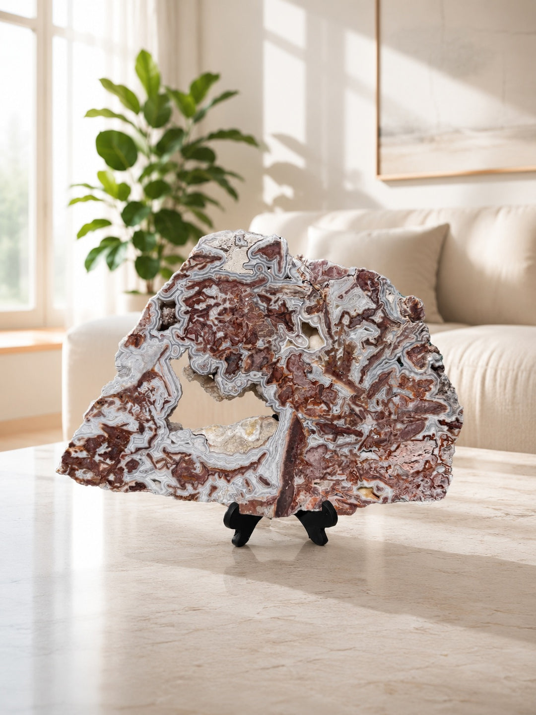 Statement Crazy Lace Agate Slice and Stand from Mexico