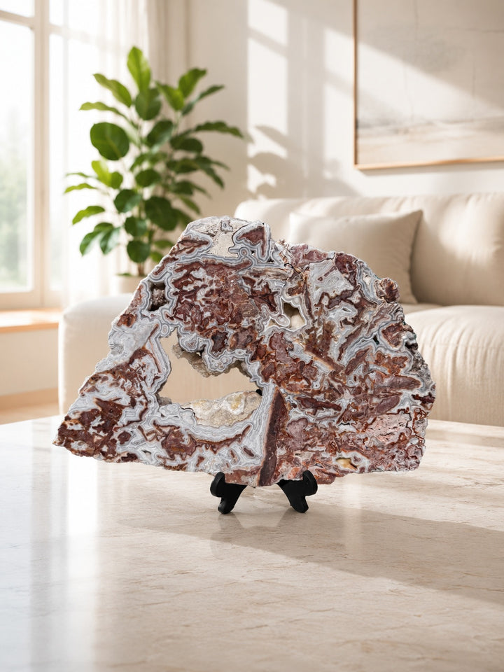 Statement Crazy Lace Agate Slice and Stand from Mexico