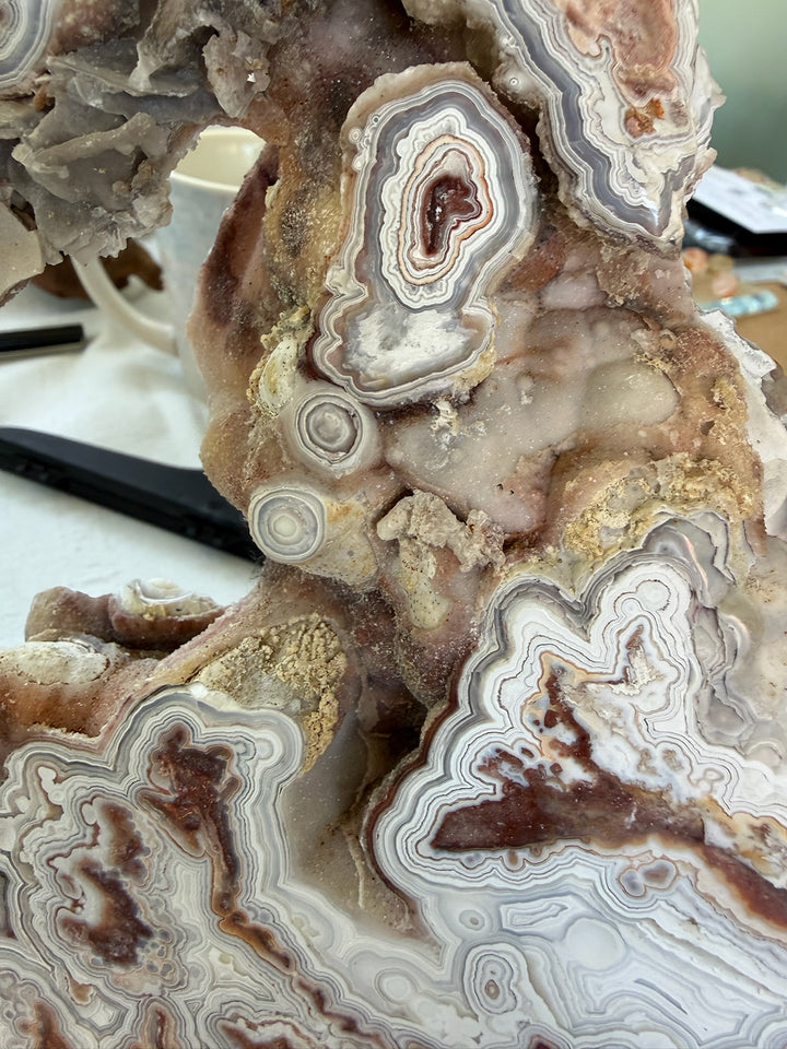 Statement Crazy Lace Agate Slice and Stand from Mexico