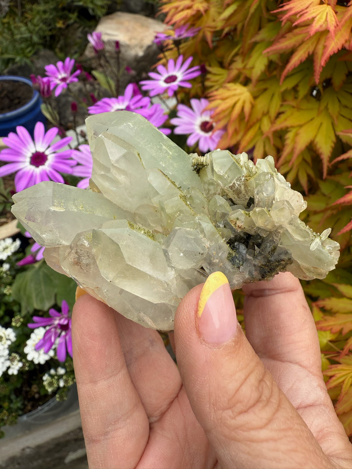 Double Sided Chlorite Quartz with Epidote Specimen