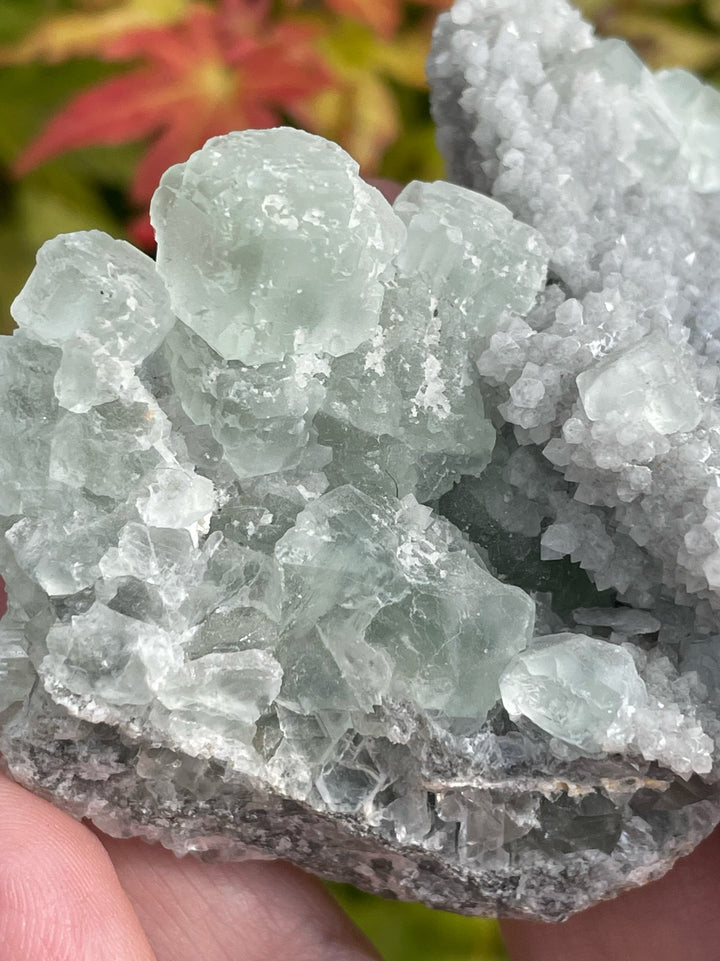 Green Fluorite on Quartz Specimen