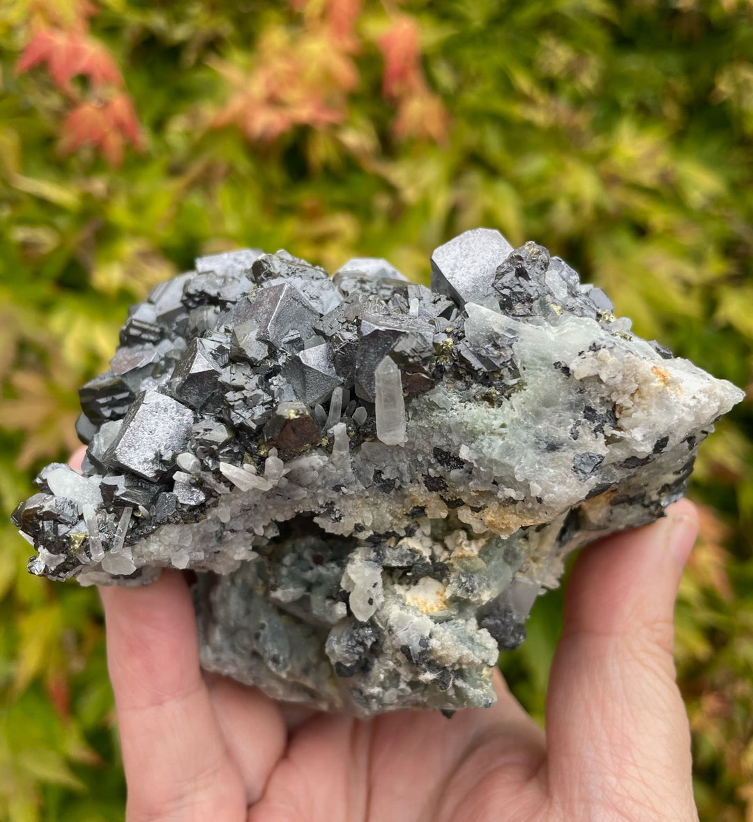 Galena Chalcopyrite and Quartz Cluster Specimen