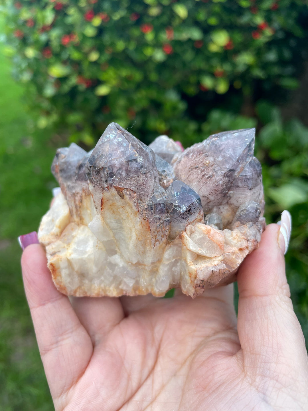 Hematoid Quartz Cluster Crystal Specimen