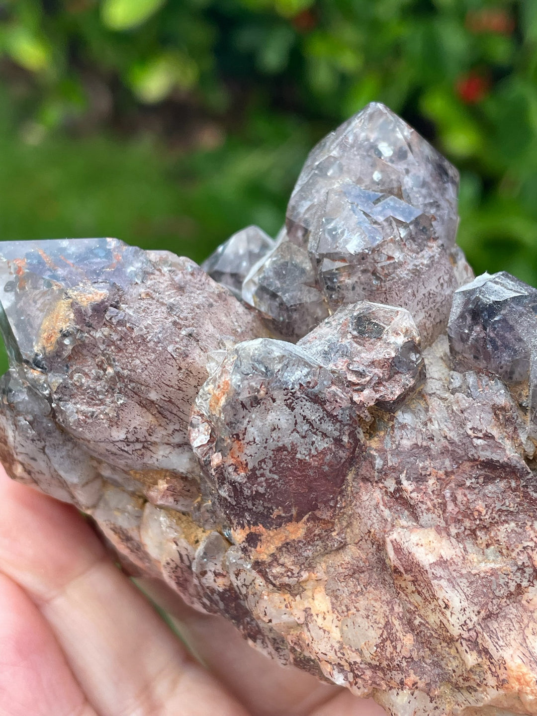 Hematoid Quartz Cluster Crystal Specimen