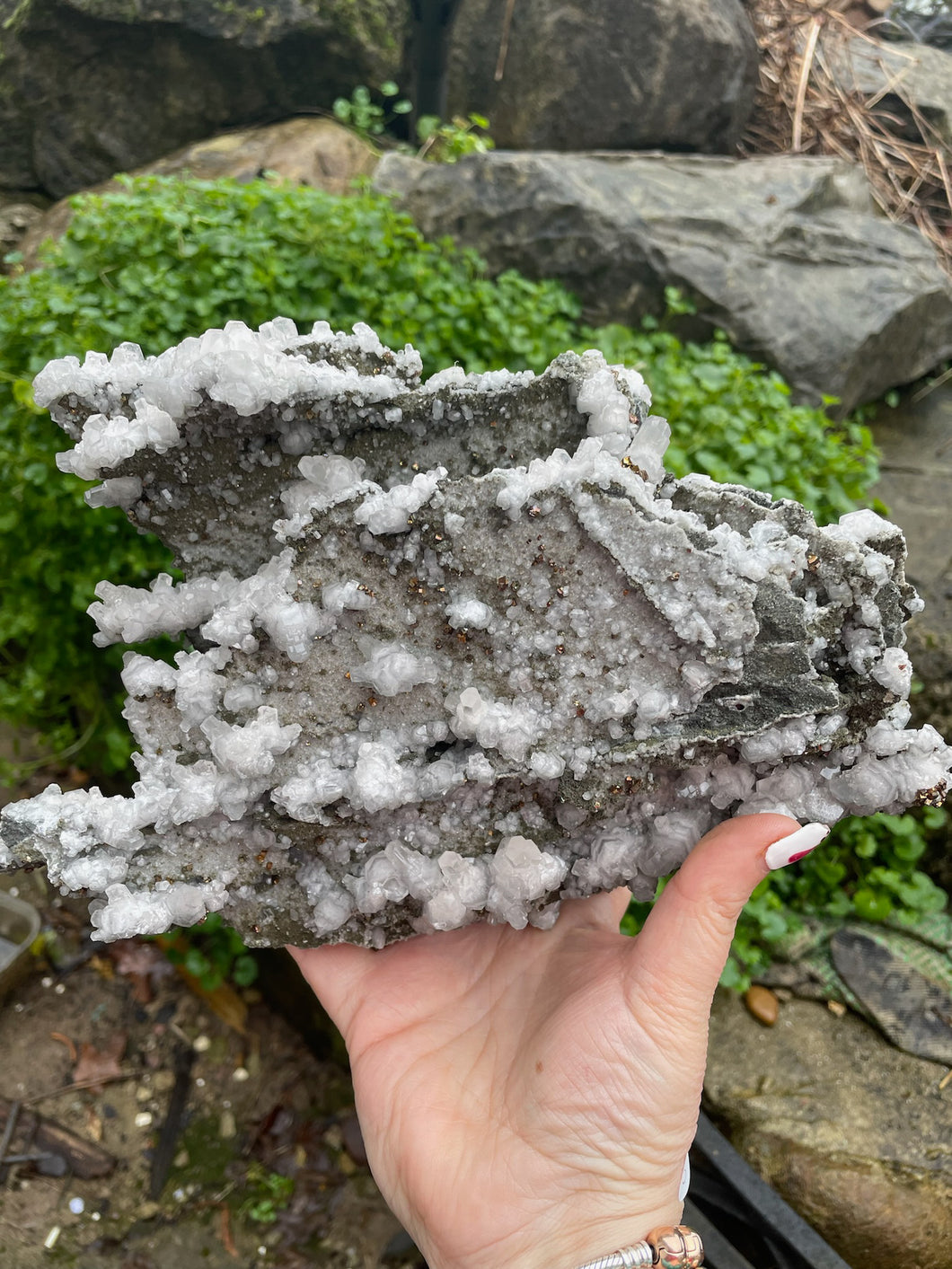 Large Freestanding Calcite and Pyrite Specimen