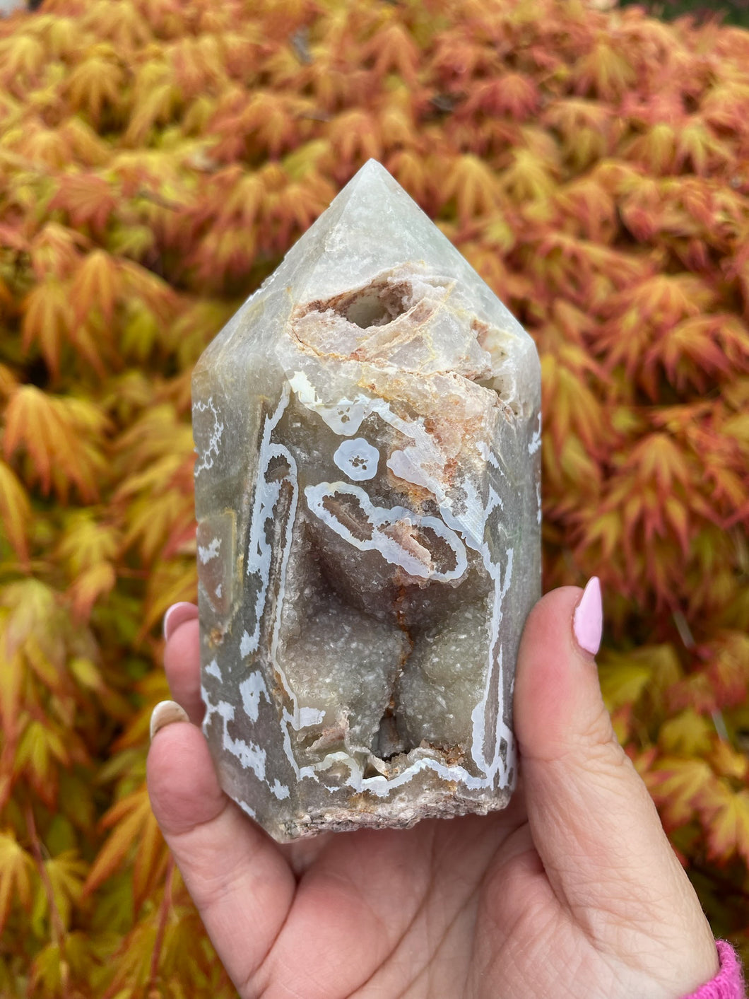 Druzy Agate Tower Carving Specimen