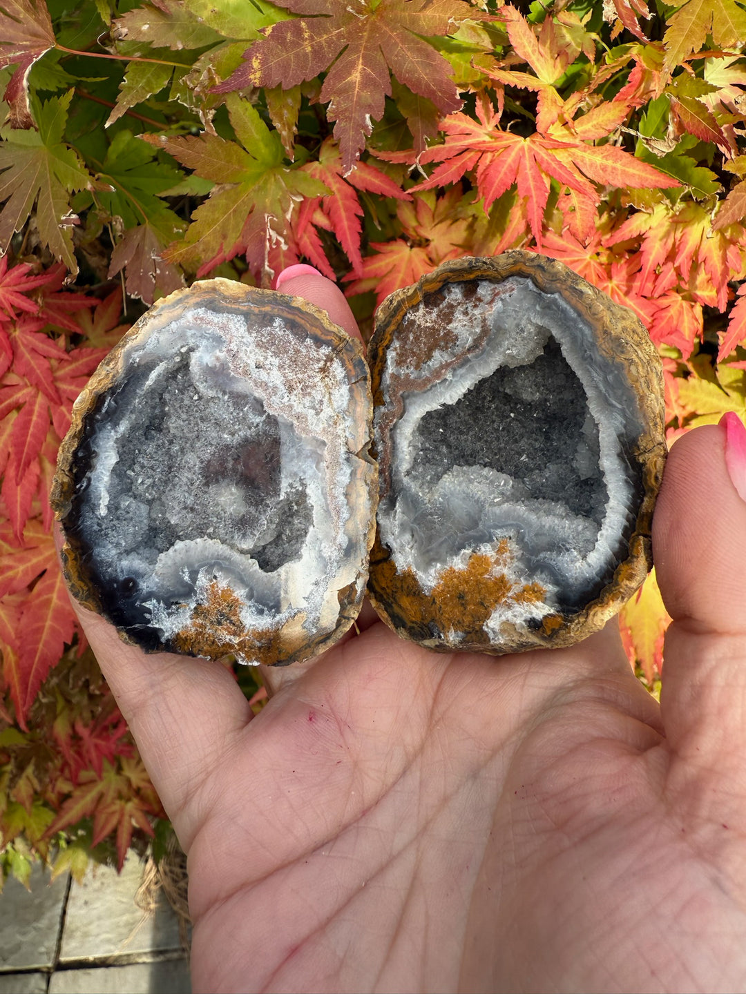 Complete Druzy Agate Nodule Pair