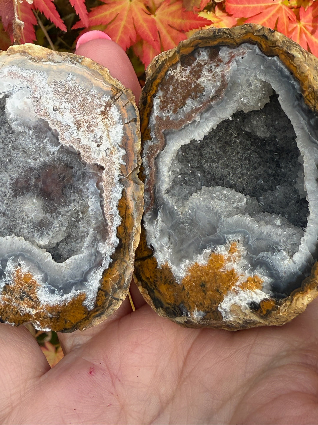 Complete Druzy Agate Nodule Pair
