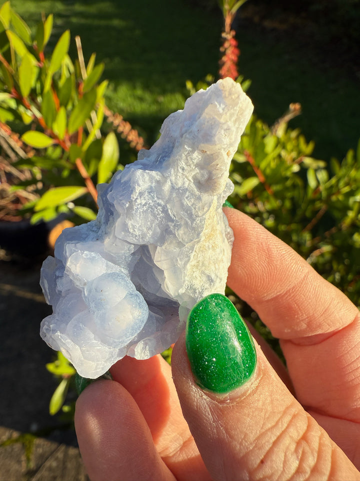 Rare Druzy Botryoidal Blue chalcedony Pseudomorph after Anhydrite