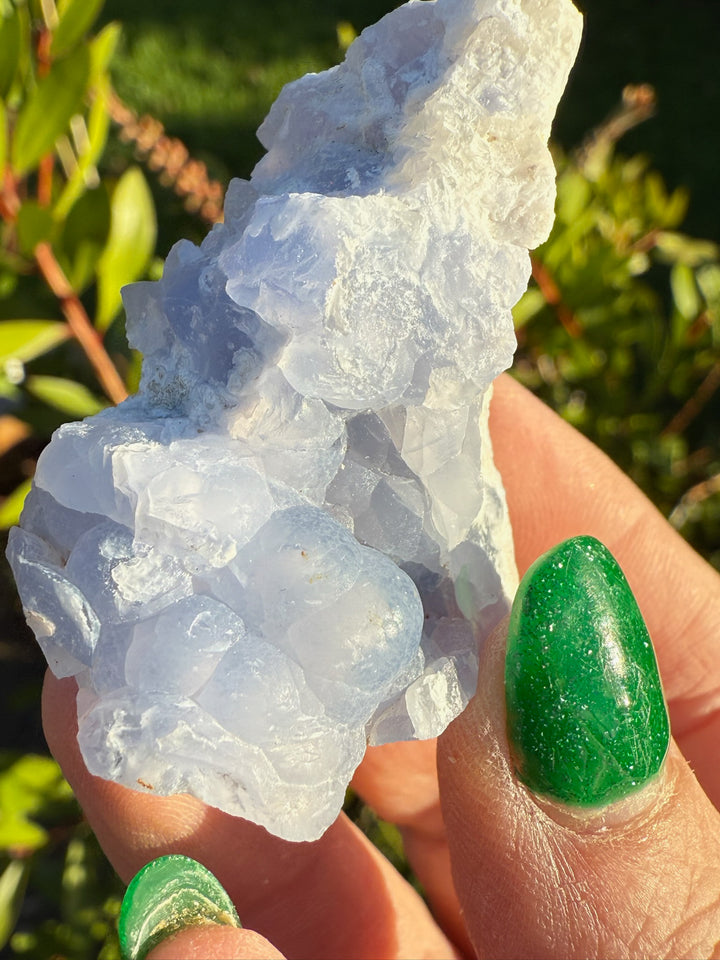 Rare Druzy Botryoidal Blue chalcedony Pseudomorph after Anhydrite