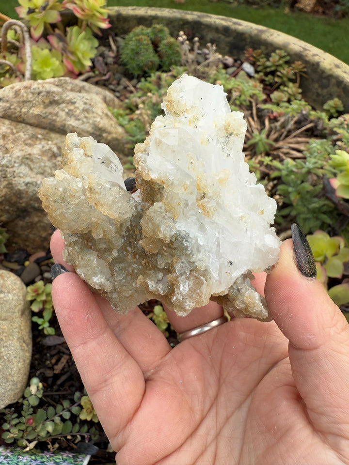 Sparkly Apophylite on Quartz Specimen