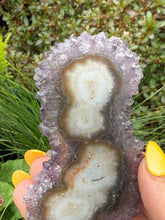 Load image into Gallery viewer, Amethyst Stalactite Slice Specimen
