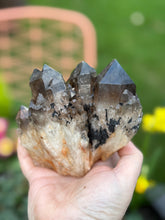 Load image into Gallery viewer, Large Natural Smoky Quartz Cluster with Tourmaline Specimen
