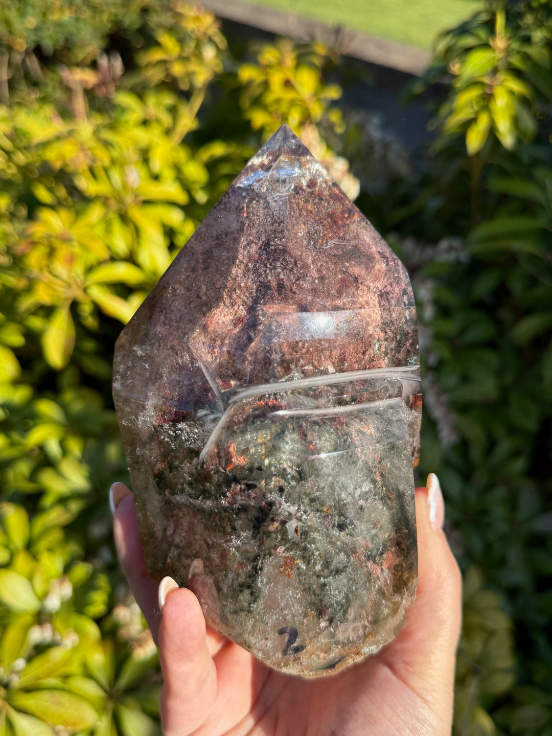 Incredible Garden Quartz Lodolite Point Specimen with Stand