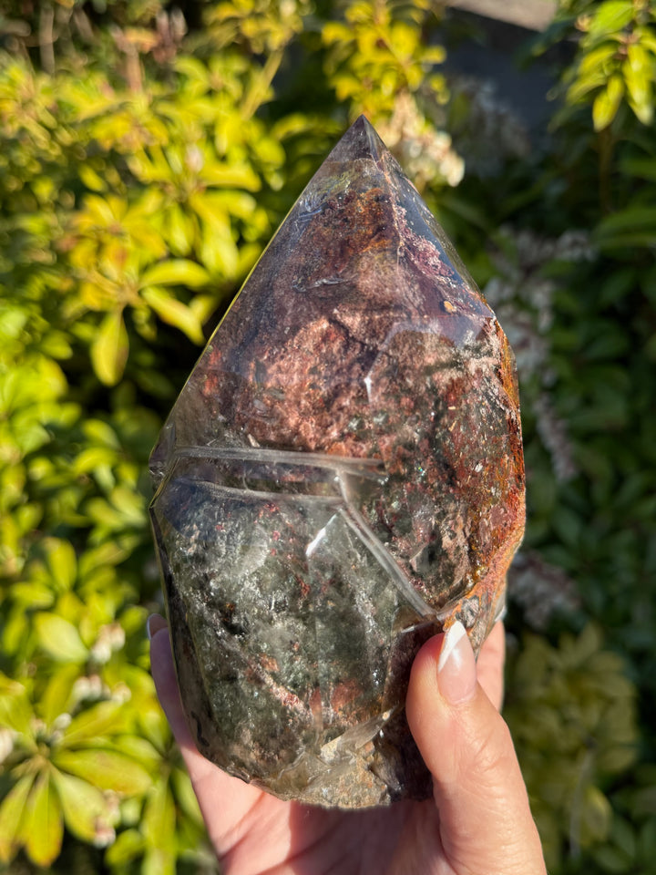 Incredible Garden Quartz Lodolite Point Specimen with Stand