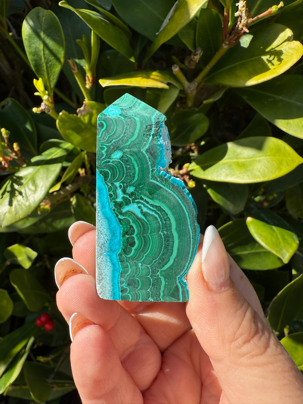 Malachite and Chrysocolla Rough and Polished Tower