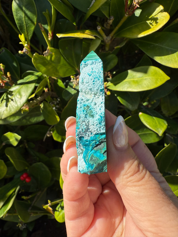 Malachite and Chrysocolla Rough and Polished Tower