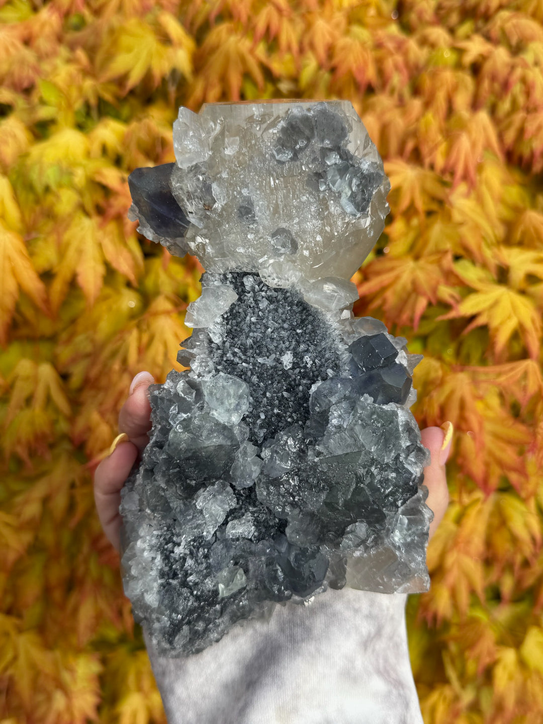 Incredible UV Benz Calcite with Fluorite Pyrite and Quartz Specimen