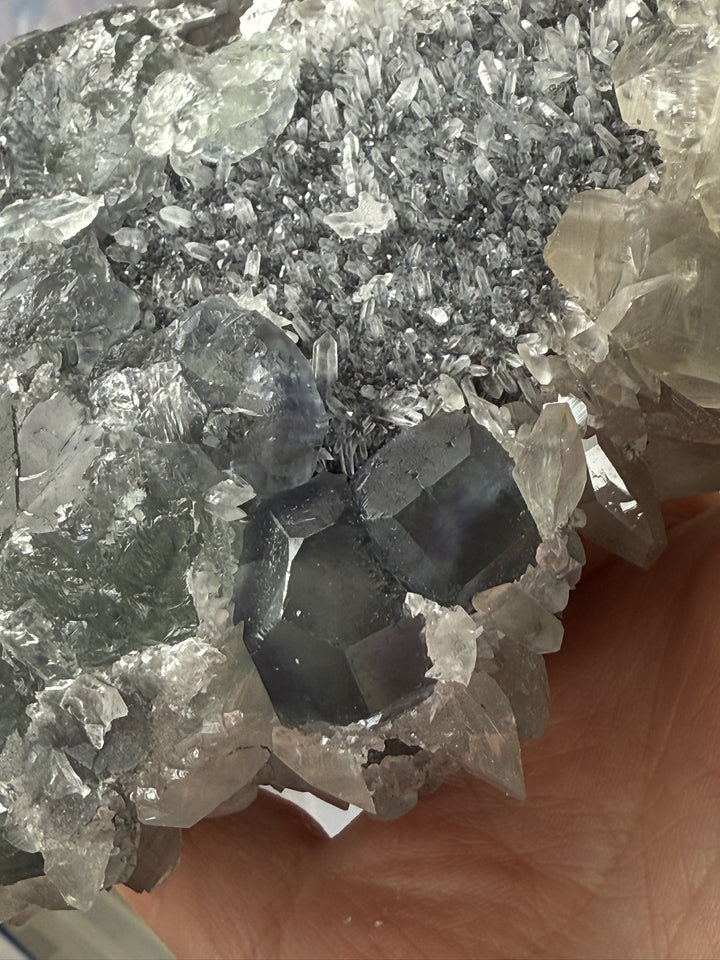 Incredible UV Benz Calcite with Fluorite Pyrite and Quartz Specimen
