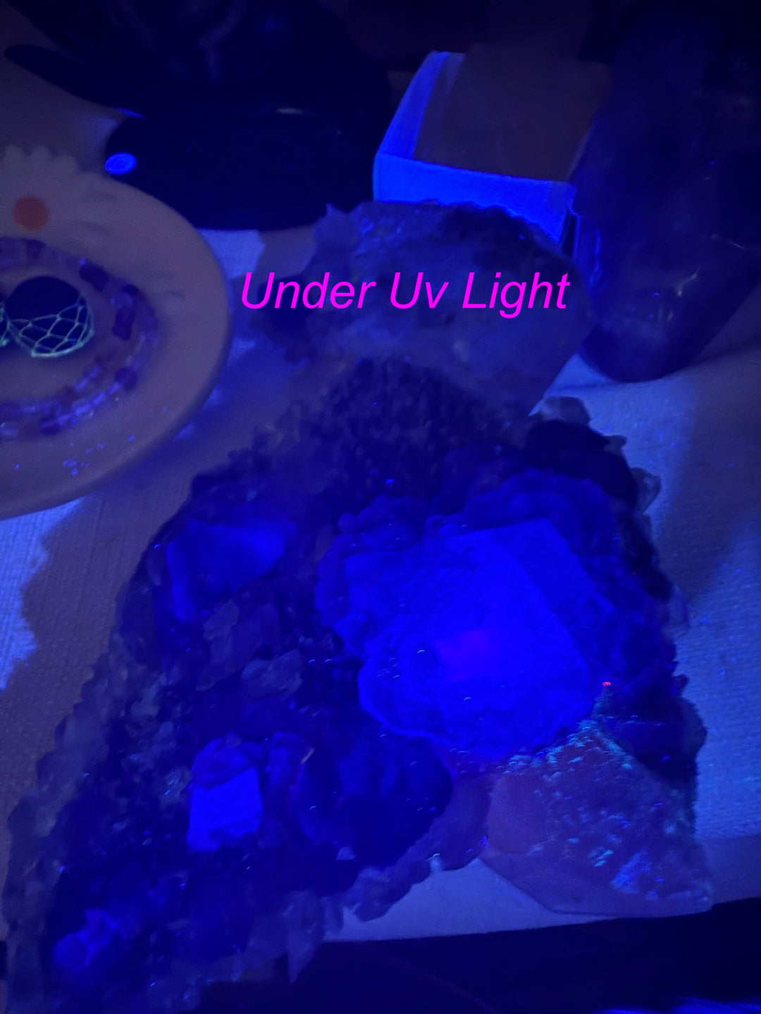 Incredible UV Benz Calcite with Fluorite Pyrite and Quartz Specimen
