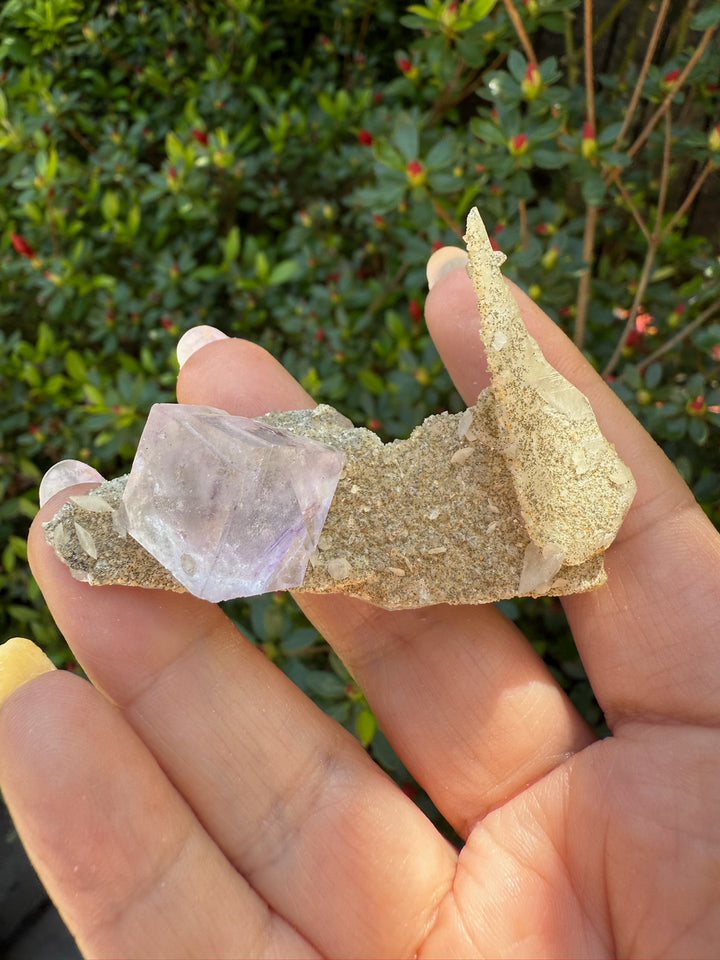 Yaogangxian Fluorite on Quartz Specimen with Calcite