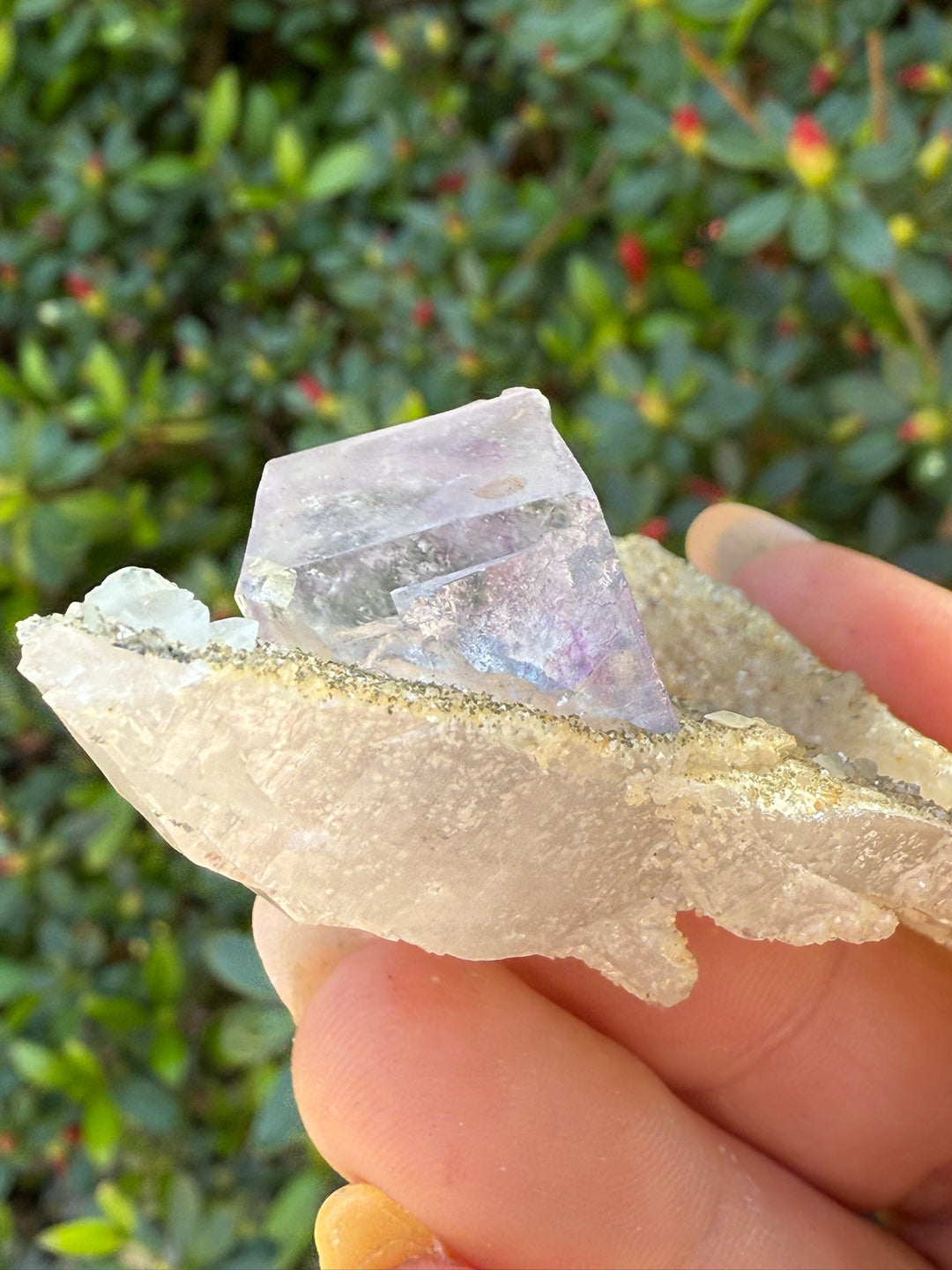 Yaogangxian Fluorite on Quartz Specimen with Calcite