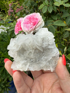 White Calcite Cluster Specimen with Pyrite Dusting