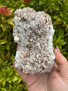 Quartz Specimen with Hematite Inclusions with Calcite and Chalcopyrite