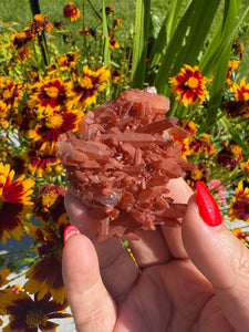 Natural Tangerine Quartz Cluster Specimen