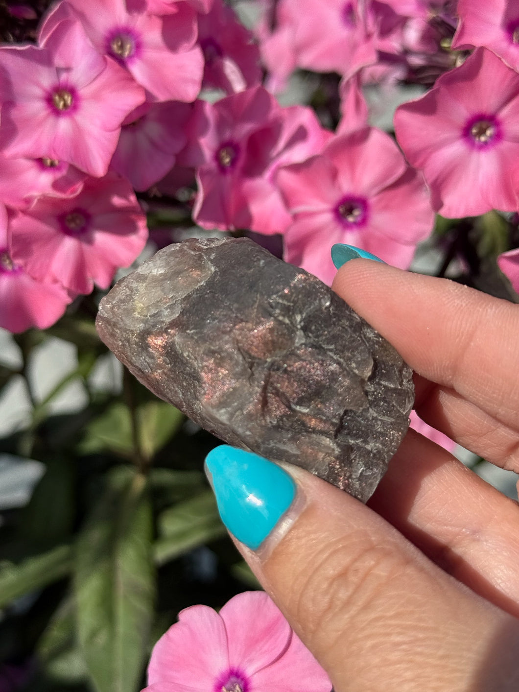 Natural Rough Sunstone in Black Moonstone Specimen