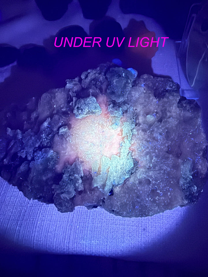 Rhodochrosite Specimen with Uv Calcite Large Statement Piece