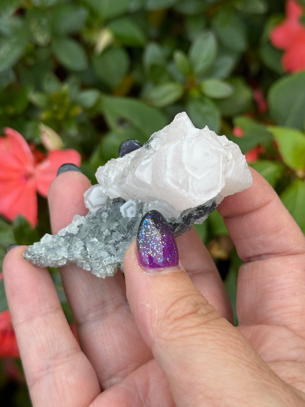 UV Reactive Poker Chip Hexagonal Calcite and Fluorite Specimen