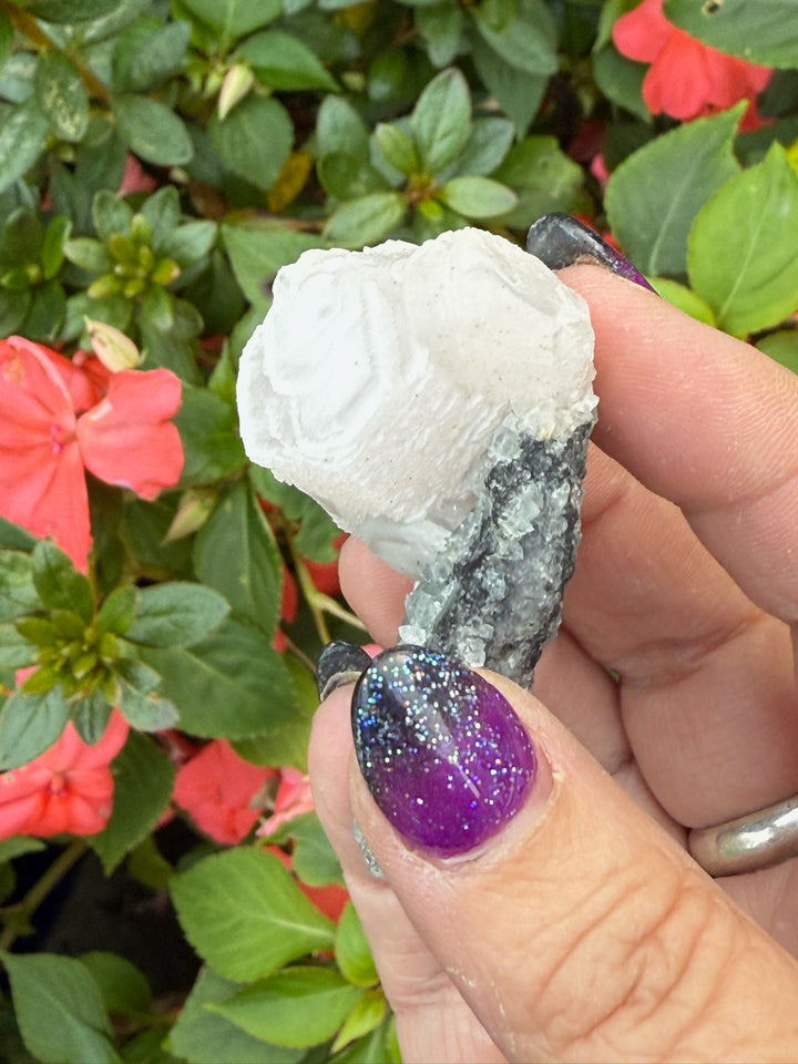 UV Reactive Poker Chip Hexagonal Calcite and Fluorite Specimen
