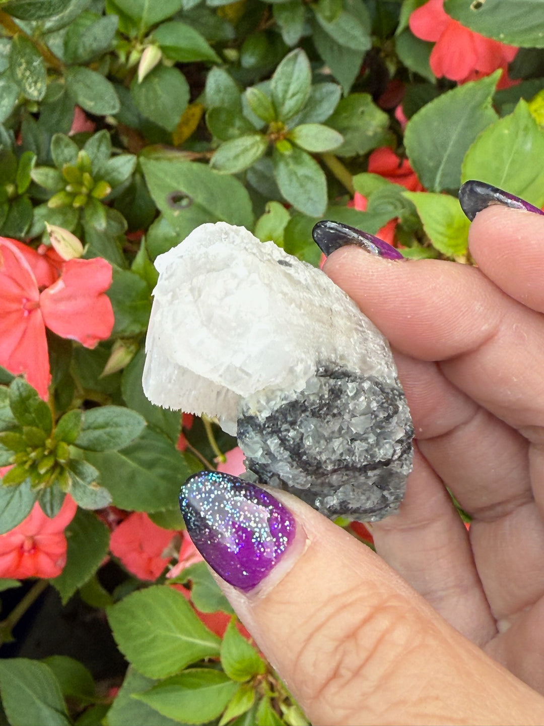 UV Reactive Poker Chip Hexagonal Calcite and Fluorite Specimen