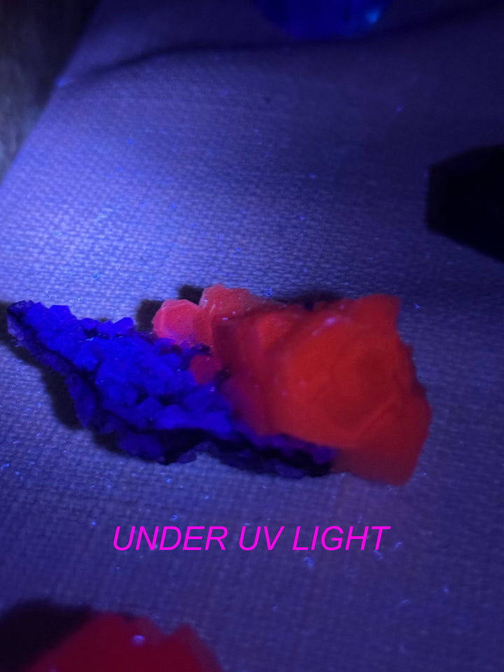 UV Reactive Poker Chip Hexagonal Calcite and Fluorite Specimen