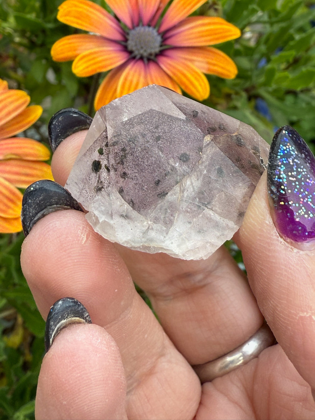 Specular Hematite and Amethyst Phantom in Quartz Specimen