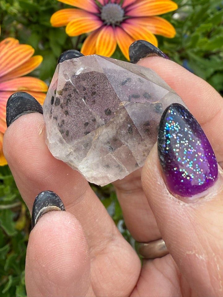 Specular Hematite and Amethyst Phantom in Quartz Specimen