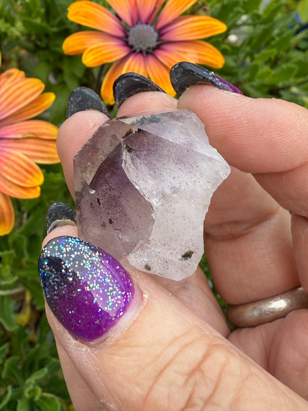 Specular Hematite and Amethyst Phantom in Quartz Specimen