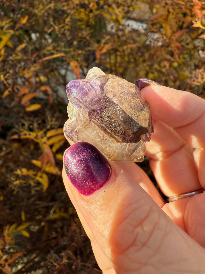 Elestial Smoky Quartz and Amethyst Specimen from Malawi