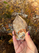 Load image into Gallery viewer, Large Elestial Smoky Quartz with Garnet
