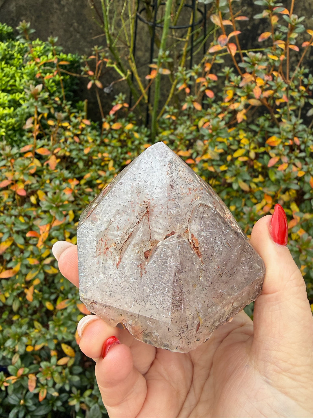Harlequin Lepidchrosite in Quartz Point Specimen
