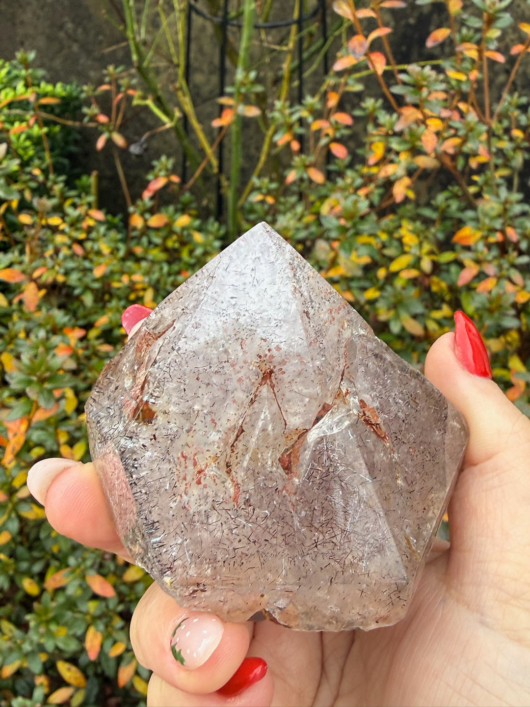 Harlequin Lepidchrosite in Quartz Point Specimen